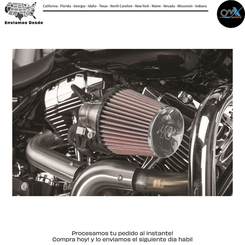 FILTRO DE AIRE CON PINZA CON EXTREMO CROMADO Y ENTRADA DE 3 PULGADAS Harley-Davidson FLTRUSE CVO Road Glide Ultra FLTRXSE CVO Road Glide Custom FLS Softail Slim FLSTC Softail Heritage Classic FLSTF Softail Fat Boy FLSTFB Softail Fat Boy Lo FLSTN Softail Deluxe FLHRC Road King Classic FLHT Electra Glide FLTR Road Glide FLTRU Road Glide Ultra FLTRX Road Glide Custom FLHXXX Street Glide Trike FXSB Softail Breakout FLHXS Street Glide Special FLHTKSE CVO Limited FXSE CVO Softail Pro Street Breakout 2008-2017
